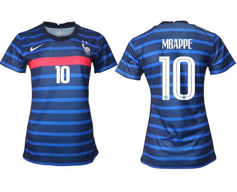 Women 2021-2022 France home aaa version blue #10 Soccer Jersey